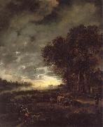 Aert van der Neer A Landscape with a River at Evening oil painting picture wholesale